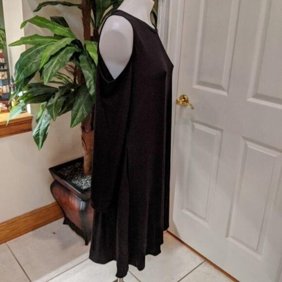 Zenana Premium Black Cold Shoulder Long Sleeve Swing Dress Size Small - Picture 7 of 8